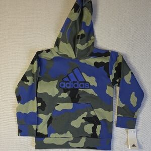 Adidas Kids Blue and Green Camo Hoodie